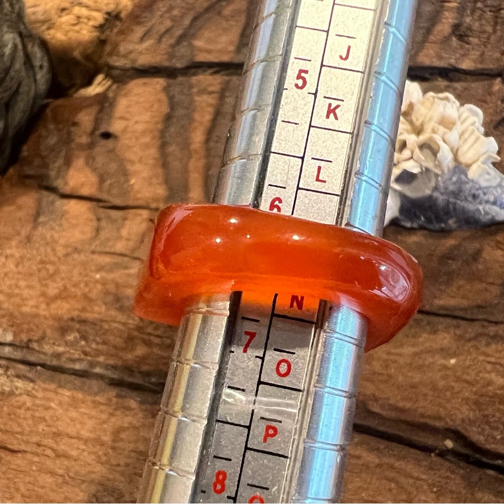 Artisan Orange Carnelian Ring Modern Gemstone Glass Crystal Bohemian Quartz - Picture 6 of 7